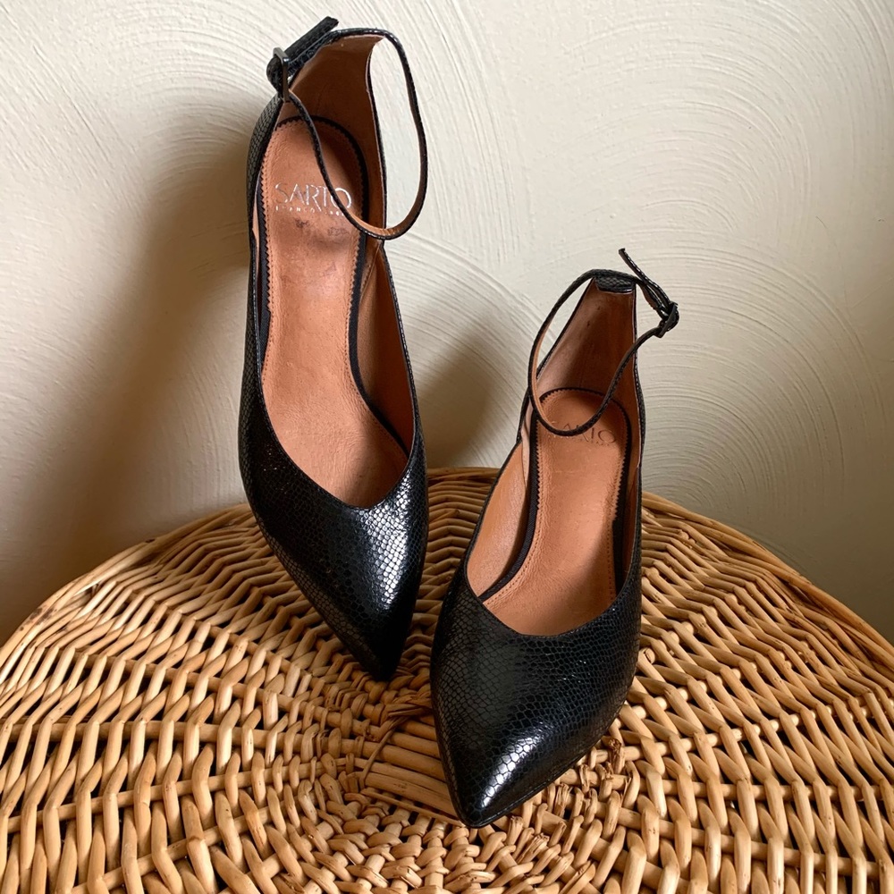 Franco Sarto Coralie Snakeskin Ankle Strap Pointed